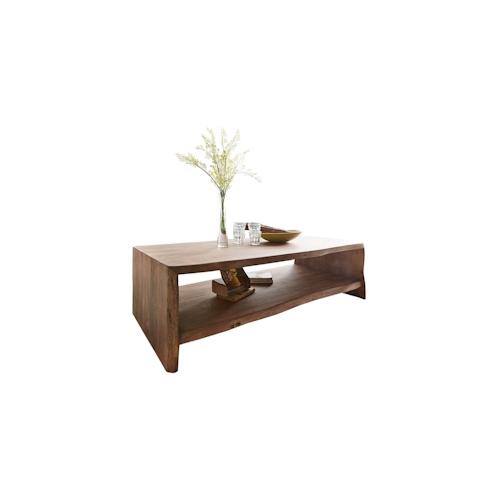 Wohnzimmertisch Live-Edge Akazie Braun 130×60 cm Baumkante Baumtisch