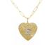 Personalized Pavé Diamond Initial 14K Solid Gold Fluted Heart Necklace, Medium Sz | Sunbeam Sunburst Medallion Custom Pendant Real Diamonds