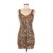 Zara Cocktail Dress - Bodycon: Brown Snake Print Dresses - Women's Size Medium