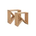 Ensemble de 2 tables de chevet en bois de pin marron clair 40x40cm