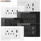 US Power Wall USB Socket Type C Light Switch Double Pole Plastic&Glass Panel Outlet Plate Home