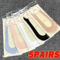 5Pairs Women Summer Thin Sock Slippers Silicone Non-slip Ice Silk No show Socks Seamless Invisible