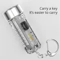 Mini Torch With Buckle UV Red LED Flashlight USB Rechargeable Tactical Keychain Pocket Lamp