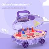 Reheyre 1 Set Make Up Kit Performance Toys Water-soluble Ingredients Easily Wipe Rich Accessories Non-irritating Safe Parent-child Interaction Pumpkin Car Princess Girl Make Up Kit