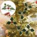 Xyer 10Pcs Simulation Leaf with Fruits Anti-fade No Watering Realistic DIY Artificial Holly Berries Christmas Leaves for Party Golden One Size