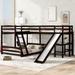 L-Shaped Triple Bunk Bed with Slide, Twin/Full Loft Bed with Desk