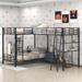 L-Shaped Twin Over Twin Bunk Bed with Twin-Size Loft Bed, Metal Triple Bunk Bed with Desk & Shelf