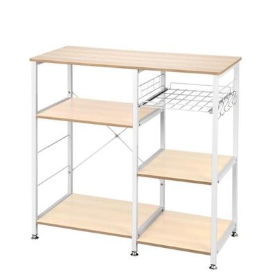 3-Tier Kitchen Bakers Rack Utility Microwave Oven Stand Storage Cart Workstation Shelf White Oak - 35.4" x 15.7" x 33"