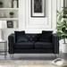 Velvet Loveseat with Jeweled Buttons, Tufted Square Arm Sofa Couch with 2 Pillows