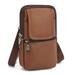 Men s PU Leather Shoulder Bags Small Mobile Phone Case Men s Belt Bag Vertical Handbag Waist Bag (Brown)