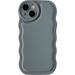 Solid Color Curly Wave Frame Soft Compatible with iPhone Case (Grey iPhone 13 Pro)