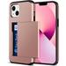 Compatible with iPhone 13 Mini Case Credit Card IDs Holder Wallet Back Pocket Slide Cover Card Slot Dual Layer Bumper Shell Rubber Cover Phone Case for iPhone 13 Mini 5.4 2021 Rose Gold