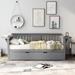 Wood Daybed with Trundle Bed & Slat Support
