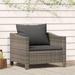 vidaXL 2-Seater Patio Sofa with Cushions Gray Poly Rattan