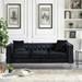 Modern Velvet 3-Seat Sofa with Jeweled Buttons, Square Arm Couch