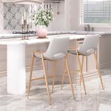 Britley Bay Counter Stool (Set of 2) White & Gold - N/A