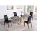 Somette Karlita Marbleized Sintered Stone Dining Set with Black Side Chairs