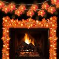 1 Pack Thanksgiving Maple Leaves Lights Fall Garland with Lights 20ft 40 LED Battery Operated Autumn Decorations String Lights for Fall Thanksgiving Home Indoor Outdoor Porch Garden Decor