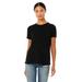 Bella + Canvas 6400CVC Women's Relaxed Heather CVC Short-Sleeve T-Shirt in Solid Black Blend size XL | Ringspun Cotton B6400CVC