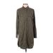 Lucky Brand Casual Dress - Shirtdress Collared 3/4 sleeves: Green Print Dresses - Women's Size X-Small