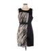 Calvin Klein Casual Dress - Sheath Scoop Neck Sleeveless: Black Color Block Dresses - Women's Size 10