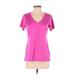 Reebok Active T-Shirt: Pink Color Block Activewear - Women's Size Small