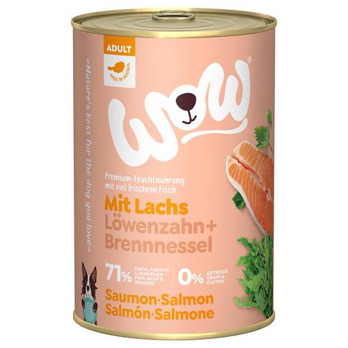 6x 400g WOW Adult Lachs Hundefutter nass