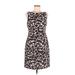 Ann Taylor Casual Dress - Sheath High Neck Sleeveless: White Leopard Print Dresses - Women's Size 6