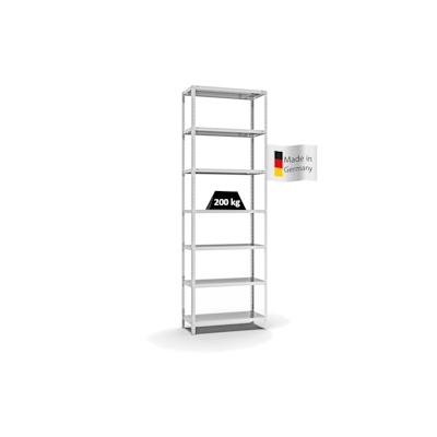 PROREGAL Fachbodenregal Schraubsystem | Grundregal | HxBxT 300x100x40cm | 7 Ebenen | Fachlast 200 kg | Beidseitig nutzbar | Lichtgrau Image