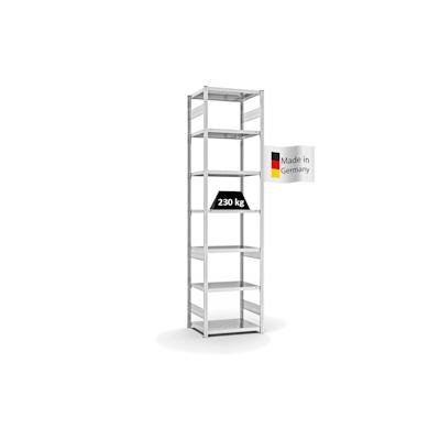 PROREGAL Fachbodenregal Stecksystem | Grundregal | HxBxT 300x75x50cm | 7 Ebenen | Fachlast 230 kg | Beidseitig nutzbar | Lichtgrau Image