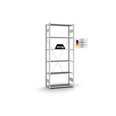 PROREGAL Profi-Lagerregal Stecksystem | Grundregal/Grundfeld | HxBxT 250x100x40cm | Fachlast 125kg | Verzinkt Image