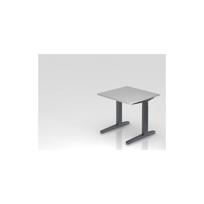 PROREGAL Schreibtisch Mika | Grau | Graues Gestell | BxT 80x80cm | Arbeitshöhe 65-85cm | höhenjustierbar, 1cm Raster | C-Fuß-Gestell | Bürotisch Image