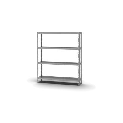 PROREGAL Fachbodenregal Schraubsystem | Grundregal | HxBxT 150x130x30cm | 4 Ebenen | Fachlast 350 kg | Beidseitig nutzbar | Verzinkt Image