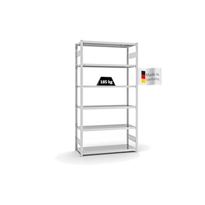 PROREGAL Fachbodenregal Stecksystem | Grundregal | HxBxT 250x130x50cm | 6 Ebenen | Fachlast 185 kg | Beidseitig nutzbar | Lichtgrau Image