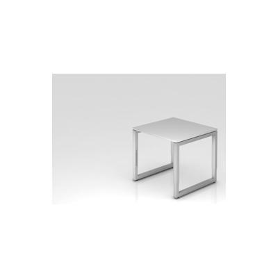 PROREGAL Schreibtisch Pavo | Grau | Silber Gestell | BxT 80x80cm | Arbeitshöhe 65-85cm | höhenverstellbar | O-Fuß-Gestell eckig Image