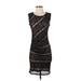 M.S.S.P. Cocktail Dress - Bodycon Crew Neck Sleeveless: Black Print Dresses - Women's Size X-Small