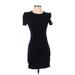 Zara Basic Casual Dress - Bodycon Crew Neck Short sleeves: Black Print Dresses - Women's Size Small