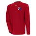 Men's Antigua Red Philadelphia 76ers Flier Bunker Pullover Sweatshirt