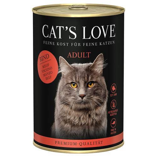 6x400g Cat's Love Rind pur Katzenfutter nass