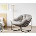 Latitude Run® Krishika Outdoor Rattan Rocking Chair - Upholstered Egg Chair For Front Porch in Gray | 31.5 H x 37.2 W x 43.7 D in | Wayfair