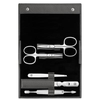 ZWILLING Beauty Maniküre Pediküre Set 5tlg. mit Nagelschere, Leder, Anthrazit Nagelpflegeset