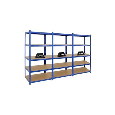 PROREGAL Mega Deal | 3x Schwerlastregal TAURUS | HxBxT 180x90x60 cm | Fachlast 175kg | Blau | Stecksystem Lagerregal Regalsystem 3 Stk. Image