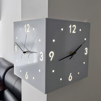 Backlit LED Wall Clock Corner Clock w/ Motion Sensor