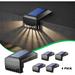 YANSUN Solar Powered Black Path Light Dusk to Dawn Waterproof Integrated LED Deck Light Wall Light 3000K Warm White (4-Pack)