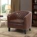 Arm Chairs Leisure Barrel Chair Living Room Chair with Solid Wood Legs PU Leather Lounge Chairs Club Chairs