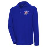 Men's Antigua Royal Oklahoma City Thunder Strong Hold Long Sleeve Henley Hoodie T-Shirt