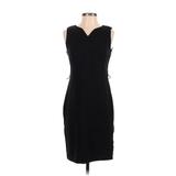 Talbots Casual Dress - Sheath V-Neck Sleeveless: Black Solid Dresses - Women's Size 4 Petite