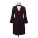 Eliza J Cocktail Dress - Shift Mock 3/4 sleeves: Purple Print Dresses - Women's Size 6