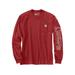 Carhartt Men's Relaxed Fit Heavyweight Long Sleeve Pocket Script Sleeve Graphic T-Shirt, Bordeaux Heather SKU - 202616