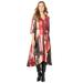 Plus Size Women's Easy Faux Wrap Dress by Catherines in Poppy Red Abstract Brushstroke (Size 4X)